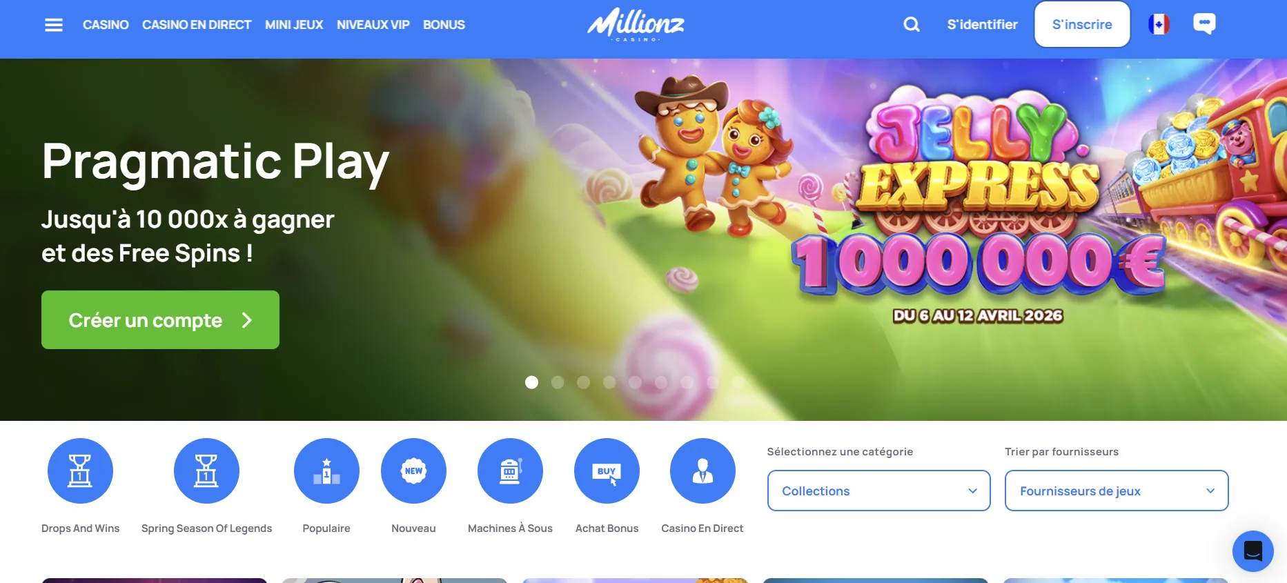 Interface et design de Millionz Casino